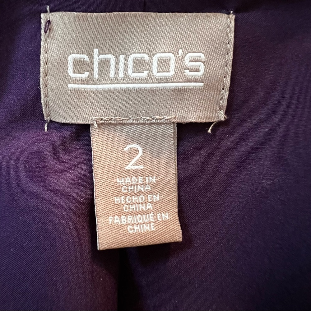 Chico’s Purple Soft Stretchy Velour Open Jacket Cardigan Women’s Size Large - 2 - Picture 5 of 10